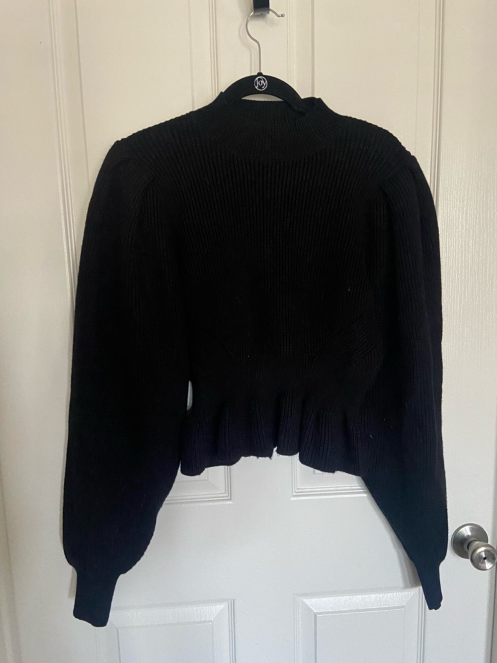 MINKPINK Black Ribbed Puff-Sleeve Turtleneck Sweater